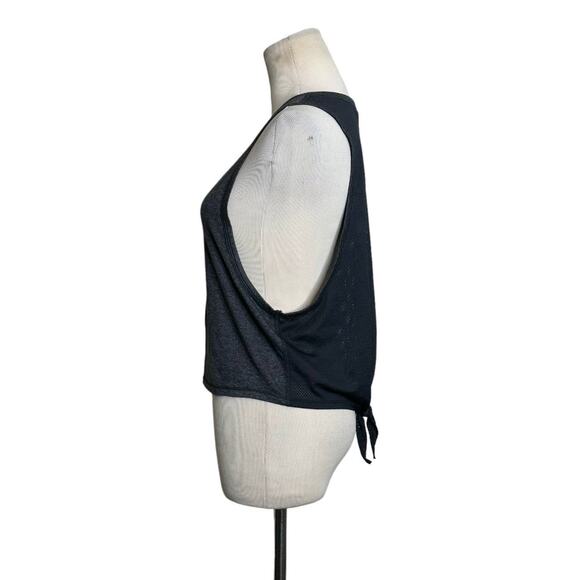 Alala gray black back mesh detail tie back athletic tank top size small - Picture 4 of 11